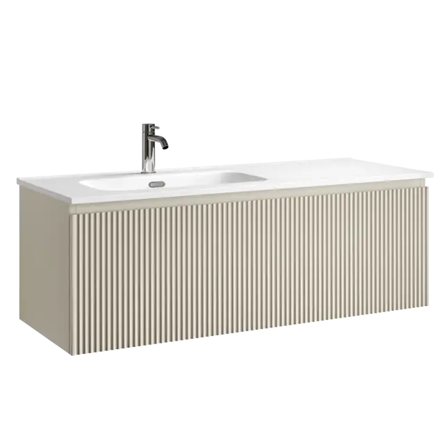 Тумба подвесная SANCOS Сноб Р 1.0 (Snob R 1.0) 120x45x40 c одним ящиком оснащенным доводчиками, Бежевый матовый (Beige Soft) арт.SNR1.0120LCE