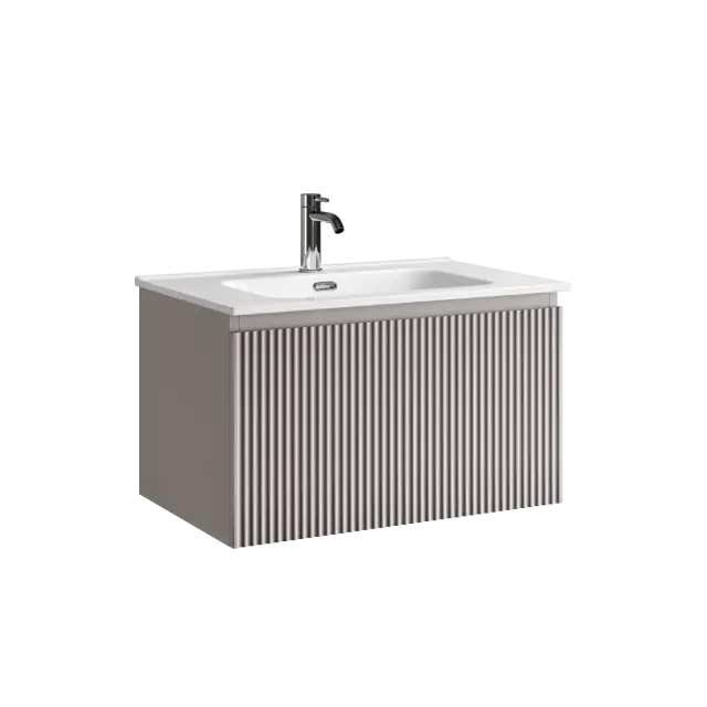 Тумба подвесная SANCOS Сноб Р 1.0 (Snob R 1.0) 70x45x40 c одним ящиком оснащенным доводчиками Пыльная роза (Doha Soft) арт. SNR1.070SM