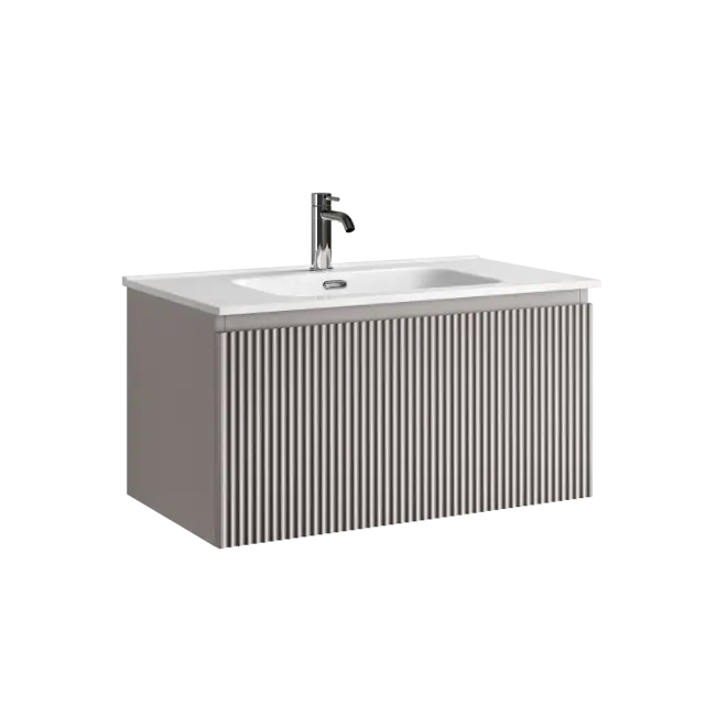 Тумба подвесная SANCOS Сноб Р 1.0 (Snob R 1.0) 80x45x40 c одним ящиком оснащенным доводчиками, Пыльная роза (Doha Soft) арт.SNR1.080SM