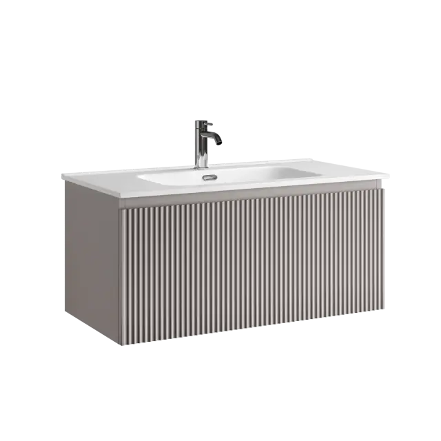 Тумба подвесная SANCOS Сноб Р 1.0 (Snob R 1.0) 90x45x40 c одним ящиком оснащенным доводчиками, Пыльная роза (Doha Soft) арт.SNR1.090SM