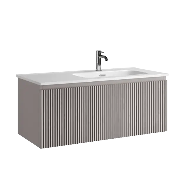 Тумба подвесная SANCOS Сноб Р 1.0 (Snob R 1.0) 100x45x40 c одним ящиком оснащенным доводчиками, Пыльная роза (Doha Soft) арт.SNR1.0100RSM