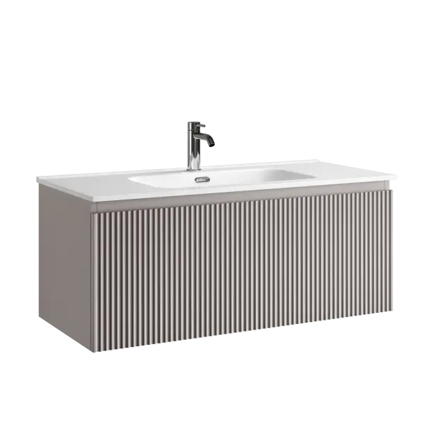 Тумба подвесная SANCOS Сноб Р 1.0 (Snob R 1.0) 100x45x40 c одним ящиком оснащенным доводчиками, Пыльная роза (Doha Soft) арт.SNR1.0100SM