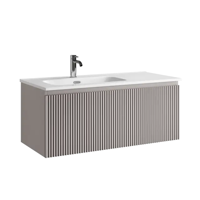 Тумба подвесная SANCOS Сноб Р 1.0 (Snob R 1.0) 100x45x40 c одним ящиком оснащенным доводчиками, Пыльная роза (Doha Soft) арт.SNR1.0100LSM