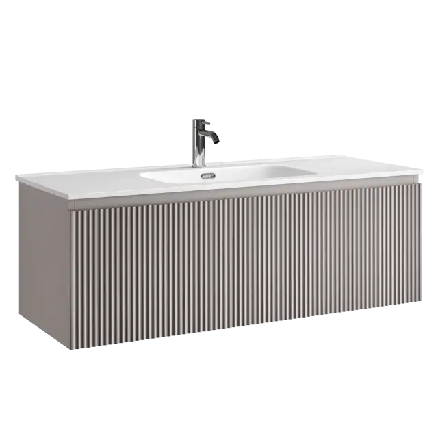 Тумба подвесная SANCOS Сноб Р 1.0 (Snob R 1.0) 120x45x40 c одним ящиком оснащенным доводчиками, Пыльная роза (Doha Soft) арт.SNR1.0120SM