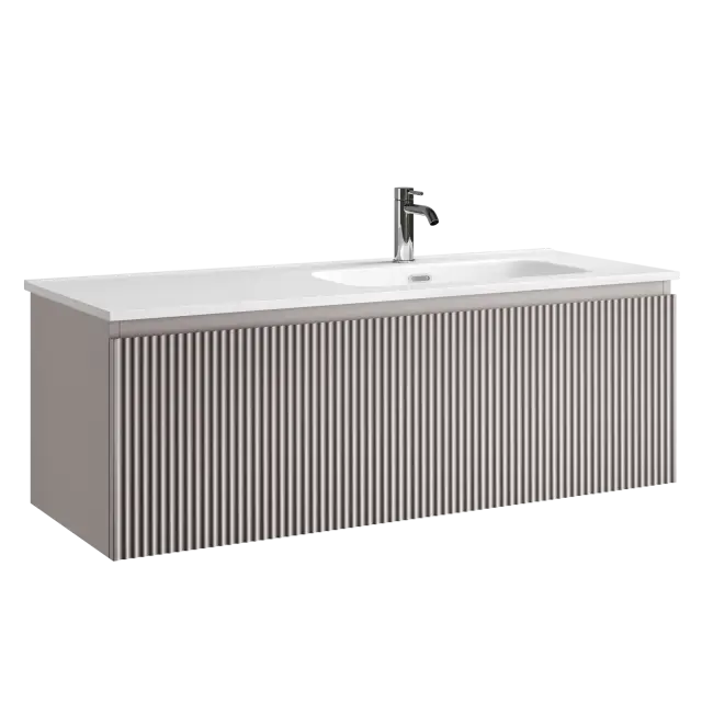 Тумба подвесная SANCOS Сноб Р 1.0 (Snob R 1.0) 120x45x40 c одним ящиком оснащенным доводчиками, Пыльная роза (Doha Soft) арт.SNR1.0120RSM