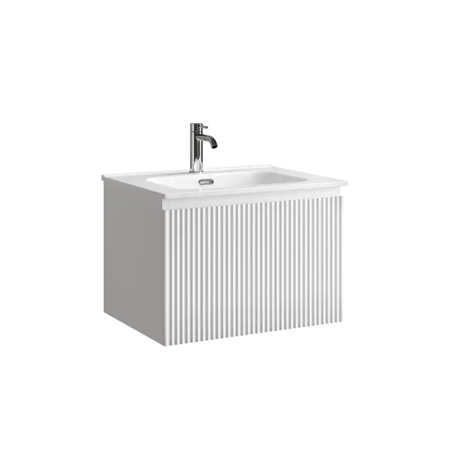 Тумба подвесная SANCOS Сноб Р 1.0 (Snob R 1.0) 60x45x40 c одним ящиком оснащенным доводчиками, Белый матовый (Bianco) арт. SNR1.060W