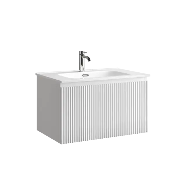 Тумба подвесная SANCOS Сноб Р 1.0 (Snob R 1.0) 70x45x40 c одним ящиком оснащенным доводчиками Белый матовый (Bianco) арт. SNR1.070W