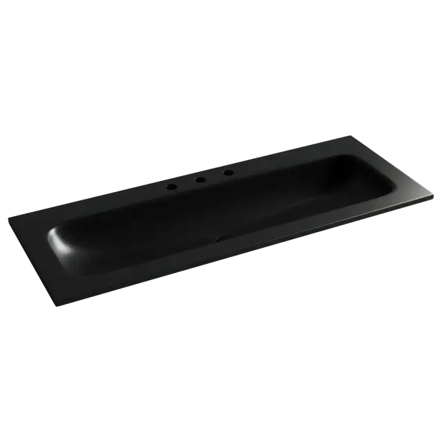 Раковина накладная мебельная Грация (Grace) прямоугольная 1210x457x137 с тремя отверстиями под смеситель цвет черный матовый CN7024MB