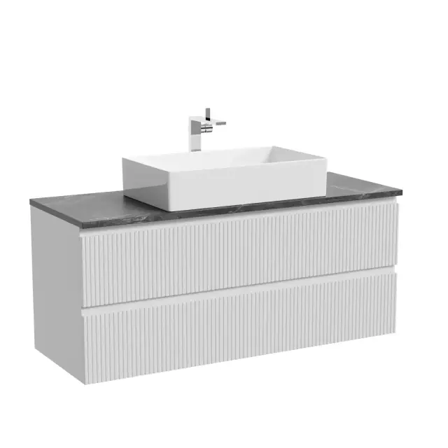 Тумба подвесная SANCOS Сноб T (Snob T) 120x45x50 c двумя ящиками оснащенными доводчиками, Белый матовый (Bianco), арт.SNT120W