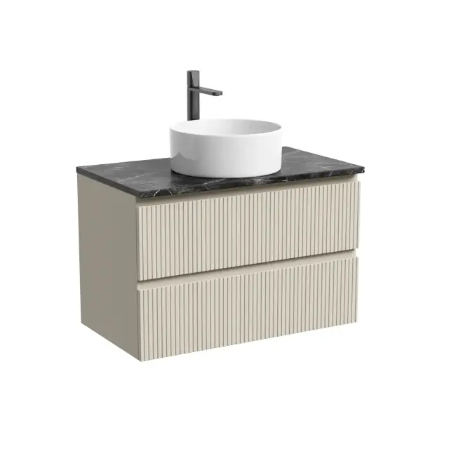 Тумба подвесная SANCOS Сноб T (Snob T) 80x45x50 c двумя ящиками оснащенными доводчиками, Бежевый матовый (Beige Soft), арт.SNT80CE