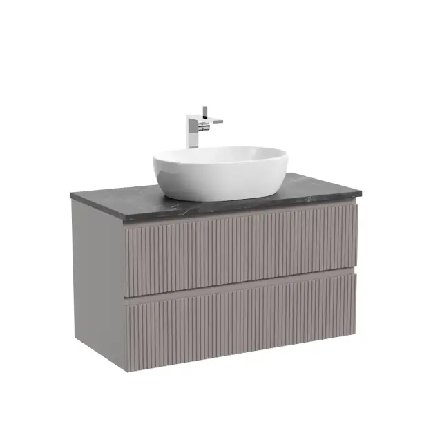 Тумба подвесная SANCOS Сноб T (Snob T) 90x45x50 c двумя ящиками оснащенными доводчиками, Пыльная роза (Doha Soft), арт.SNT90SM