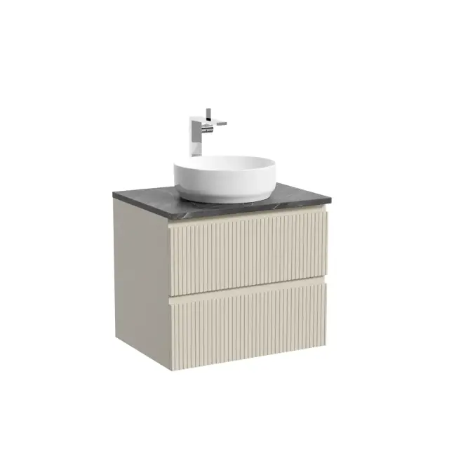 Тумба подвесная SANCOS Сноб T (Snob T) 60x45x50 c двумя ящиками оснащенными доводчиками, Бежевый матовый (Beige Soft), арт.SNT60CE