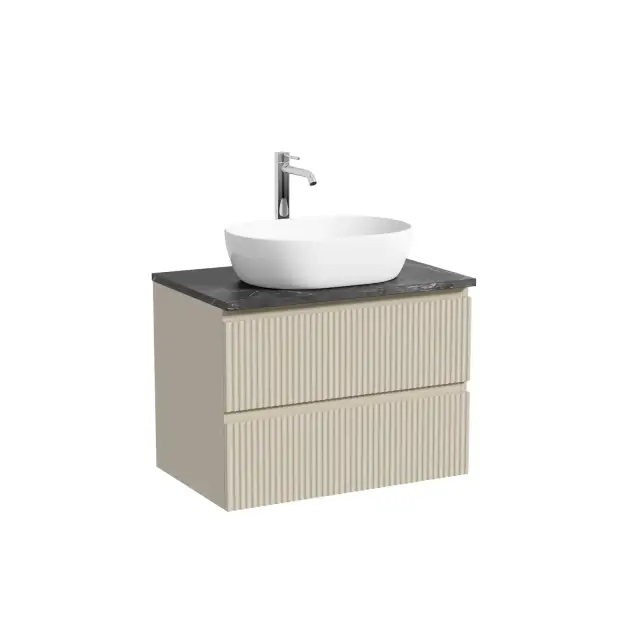 Тумба подвесная SANCOS Сноб Р (Snob R) 60x45x50 c двумя ящиками оснащенными доводчиками, темный антрацит матовый, арт.SNR60MDH