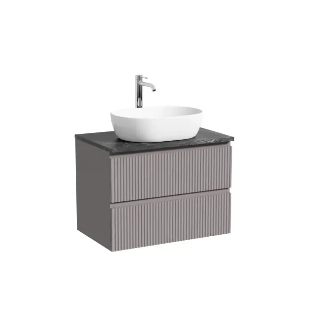 Тумба подвесная SANCOS Сноб Р (Snob R) 60x45x50 c двумя ящиками оснащенными доводчиками, Пыльная роза (Doha Soft), арт.SNR60SM
