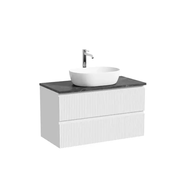 Тумба подвесная SANCOS Сноб Р (Snob R) 80x45x50 c двумя ящиками оснащенными доводчиками, Пыльная роза (Doha Soft), арт.SNR80SM