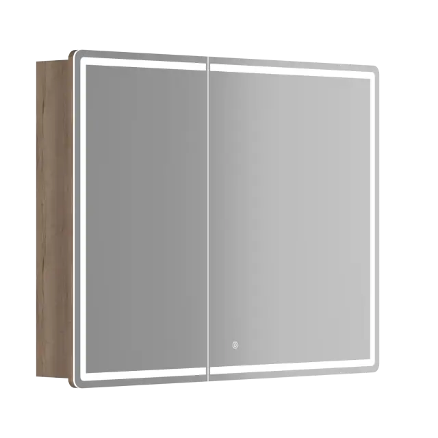 Зеркальный шкаф для ванной комнаты SANCOS Блик (Mirror) 100x15x75 с LED подсветкой, цвет Дуб галифакс натуральный, арт. MI100EG