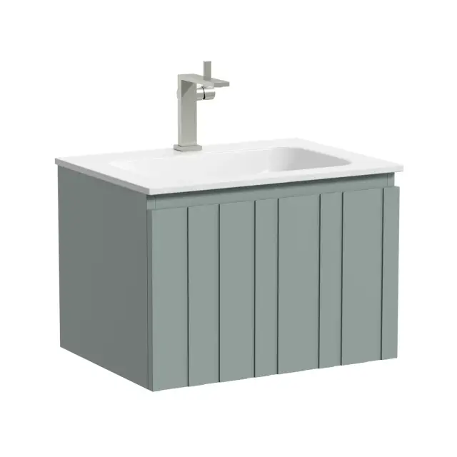 Тумба подвесная SANCOS Ламель 60x45x40 c одним ящиком оснащенным доводчиками, серо - зеленый, арт. LM60GG
