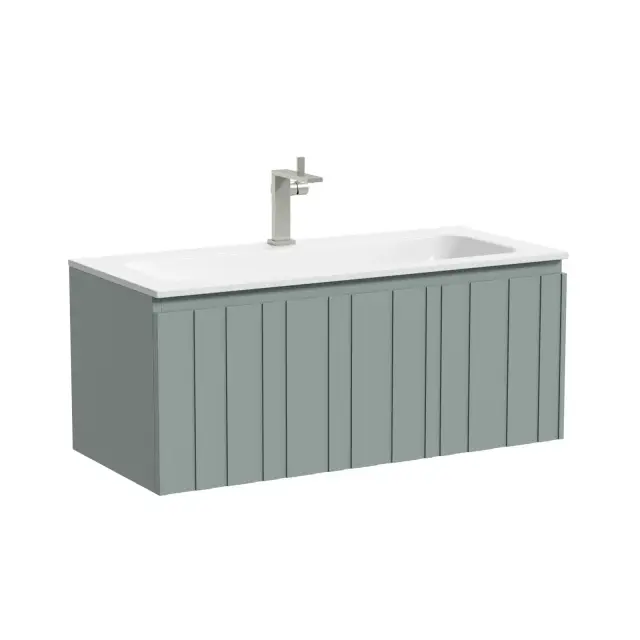Тумба подвесная SANCOS Ламель 100x45x40 c одним ящиком оснащенным доводчиками, серо - зеленый, арт. LM100GG