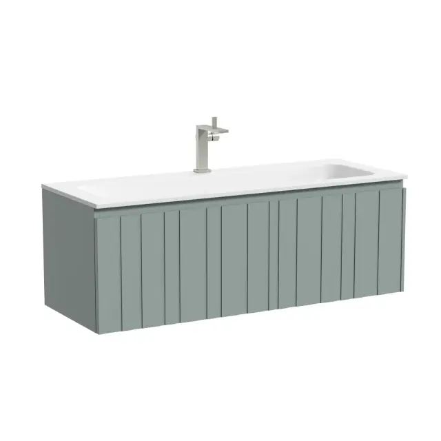 Тумба подвесная SANCOS Ламель 120x45x40 c одним ящиком оснащенным доводчиками, серо - зеленый, арт. LM120GG
