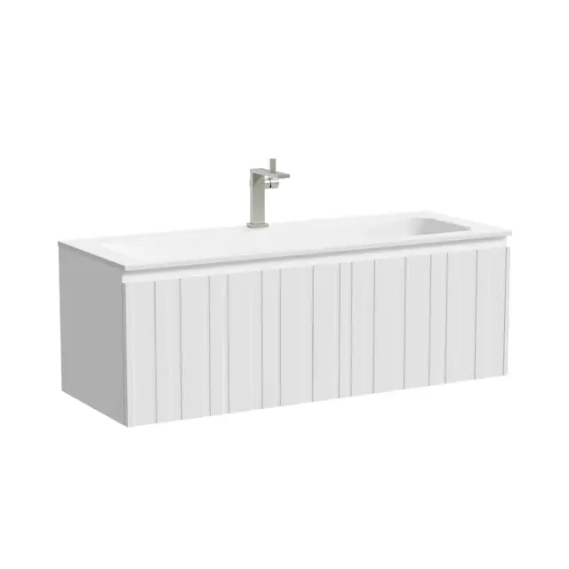 Тумба подвесная SANCOS Ламель 120x45x40 c одним ящиком оснащенным доводчиками, белый матовый, арт. LM120W