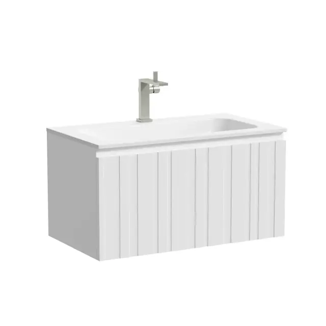 Тумба подвесная SANCOS Ламель 80x45x40 c одним ящиком оснащенным доводчиками, белый матовый, арт. LM80W