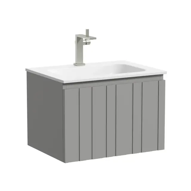 Тумба подвесная SANCOS Ламель 60x45x40 c одним ящиком оснащенным доводчиками, тёплый серый, арт. LM60WG