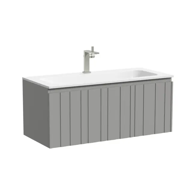 Тумба подвесная SANCOS Ламель 100x45x40 c одним ящиком оснащенным доводчиками, теплый серый, арт. LM100WG