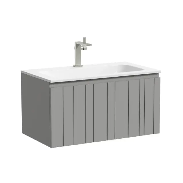 Тумба подвесная SANCOS Ламель 80x45x40 c одним ящиком оснащенным доводчиками, тёплый серый, арт. LM80WG