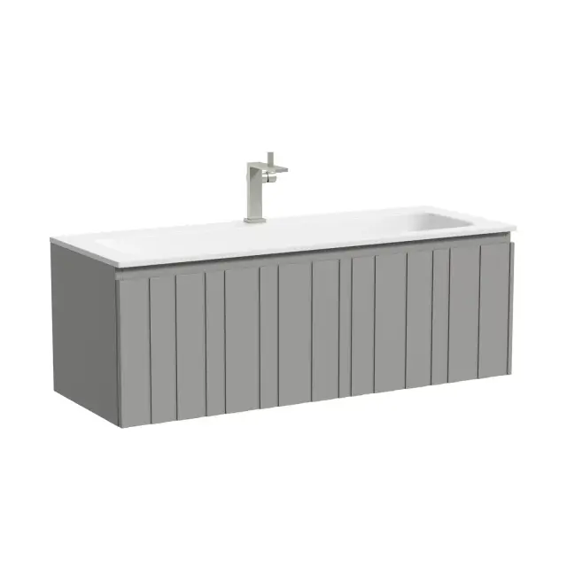 Тумба подвесная SANCOS Ламель 120x45x40 c одним ящиком оснащенным доводчиками, тёплый серый, арт. LM120WG