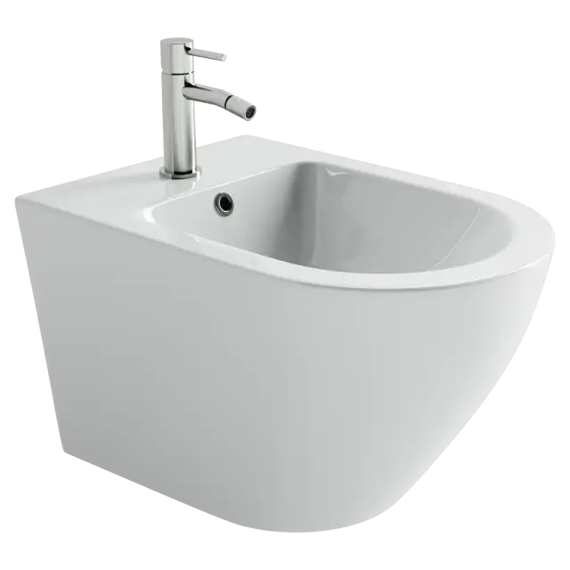 Биде подвесное Ceramicanova Вихрь (Whirl) с крепежом для скрытого монтажа белый CN11008