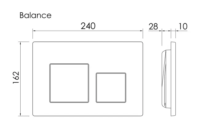 Кнопка смыва Баланс (Balance), клавиши Квадрат (Square), цвет хром глянцевый, арт. CN12-002CH