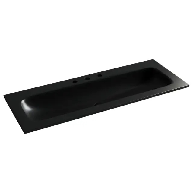 Раковина накладная мебельная Ceramicanova Грация (Grace) прямоугольная 1210x457x137 с тремя отверстиями под смеситель цвет черный матовый CN7024MB