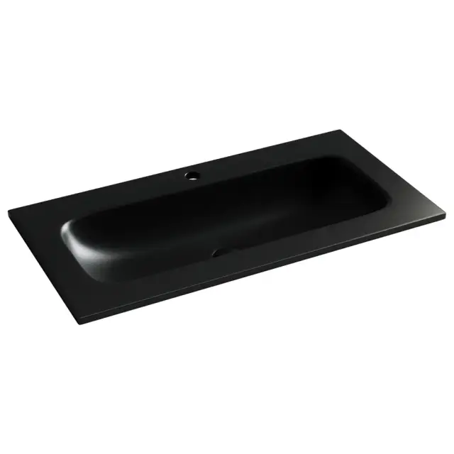 Раковина накладная мебельная Ceramicanova Грация (Grace) прямоугольная 910x457x137 с отверстием под смеситель цвет черный матовый CN7019MB