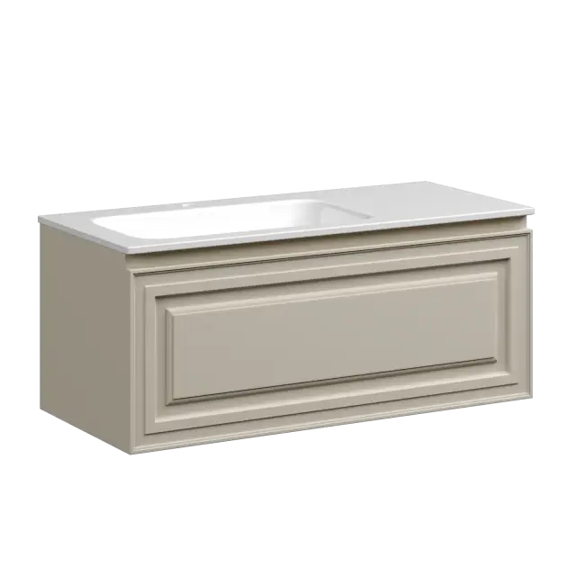 Тумба подвесная SANCOS Самая (Very) 100x45x40 c одним ящиком оснащенным доводчиками, леавая, Бежевый матовый (Beige Soft) арт.VR100LCE