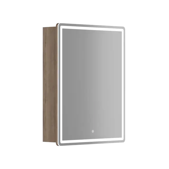 Зеркальный шкаф для ванной комнаты SANCOS Блик (Mirror) 60x15x75 с LED подсветкой, цвет Дуб галифакс натуральный, арт. MI60EG