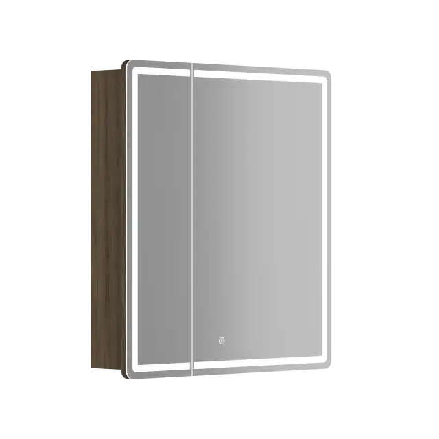 Зеркальный шкаф для ванной комнаты SANCOS Блик (Mirror) 70x15x75 с LED подсветкой, цвет Дуб чарльстон, с розеткой, арт. MI70ECH