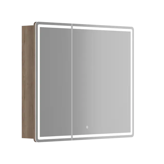 Зеркальный шкаф для ванной комнаты SANCOS Блик (Mirror) 90x15x75 с LED подсветкой, цвет Дуб галифакс натуральный, арт. MI90EG