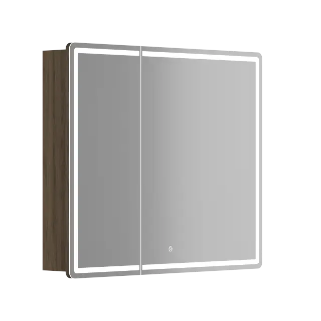 Зеркальный шкаф для ванной комнаты SANCOS Блик (Mirror) 90x15x75 с LED подсветкой, цвет Дуб чарльстон, арт. MI90ECH