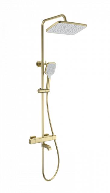 Душевая система с термостатом WONZON & WOGHAND STAY 2, Брашированное золото (WW-B3016-T1-BG)