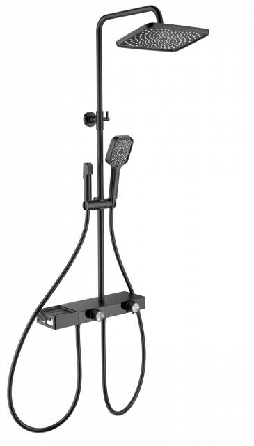 Душевая система с техническим душем WONZON & WOGHAND Shelf, Черный матовый (WW-B4161-MB)