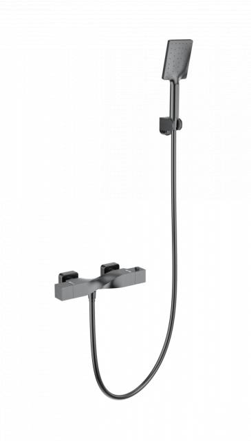 Смеситель для душа с термостатом WONZON & WOGHAND Twist, Темный графит (WW-B2025-A-BGG)