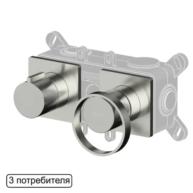 Смеситель скрытого монтажа на 3 потребителя WHITECROSS XO1443NIB (брашированный никель)