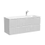 Тумба подвесная SANCOS Сноб Р (Snob R) правая 120x45x50 c двумя ящиками оснащенными доводчиками, Бежевый матовый (Beige Soft), арт.SNR120RCE