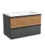 Тумба подвесная SANCOS Дельта (Delta) 80x45x50 c двумя ящиками оснащенными доводчиками, дуб красный/графит, арт. DL80GR