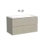 Тумба подвесная SANCOS Сноб T (Snob T) 90x45x50 c двумя ящиками оснащенными доводчиками, Бежевый матовый (Beige Soft), арт.SNT90CE