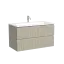 Тумба подвесная SANCOS Сноб T (Snob T) 90x45x50 c двумя ящиками оснащенными доводчиками, Бежевый матовый (Beige Soft), арт.SNT90CE