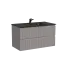 Тумба подвесная SANCOS Сноб Р (Snob R) 80x45x50 c двумя ящиками оснащенными доводчиками, темный антрацит матовый, арт.SNR80MDH