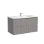 Тумба подвесная SANCOS Сноб Р (Snob R) 80x45x50 c двумя ящиками оснащенными доводчиками, темный антрацит матовый, арт.SNR80MDH