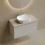 Тумба подвесная SANCOS Сноб Р (Snob R) 80x45x50 c двумя ящиками оснащенными доводчиками, Пыльная роза (Doha Soft), арт.SNR80SM
