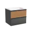 Тумба подвесная SANCOS Дельта (Delta) 60x45x50 c двумя ящиками оснащенными доводчиками, дуб красный/графит, арт. DL60GR